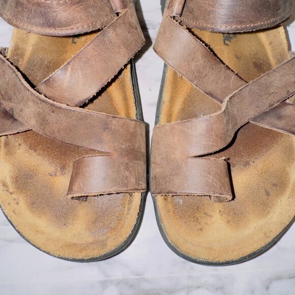 Naot Women's Brown Leather Strappy Toe Loop Slip On Slide Sandals size EUR 35 - Picture 3 of 9